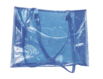 Shopping Bag with glitter pvc vinyl material